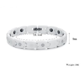 Kwaliteit En Kwantiteit Gegarandeerd: Witte Wolfraam Keramische Armband Met Strass