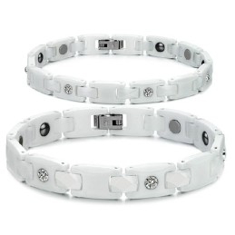 Hoogwaardige Witte Wolfraam Keramische Armband Voor Geliefden Met Strass