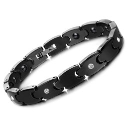Hoogwaardige Zwarte Wolfraam Keramische Armband Met Strass