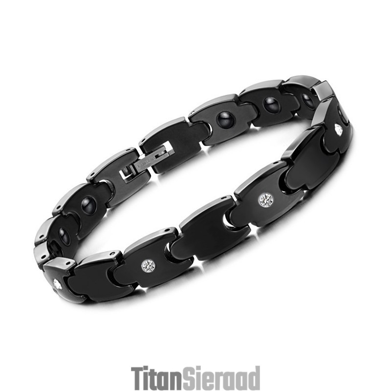 Hoogwaardige Zwarte Wolfraam Keramische Armband Met Strass