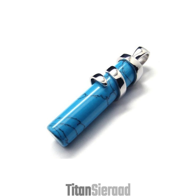 Mode Blauwe Carneool Titanium Hanger - Gratis Chian