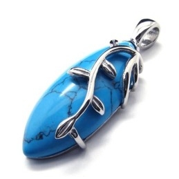 Mode Blauwe Carneool Titanium Hanger - Gratis Chian