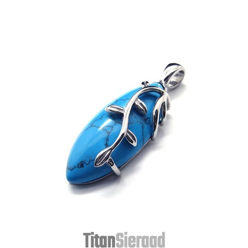 Mode Blauwe Carneool Titanium Hanger - Gratis Chian Mode Blauwe Carneool Titanium Hanger - Gratis Chian