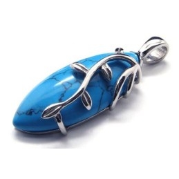 Mode Blauwe Carneool Titanium Hanger - Gratis Chian