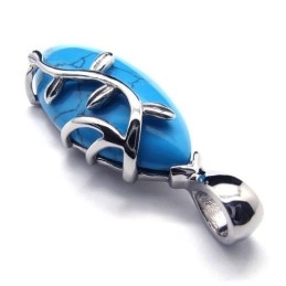 Mode Blauwe Carneool Titanium Hanger - Gratis Chian