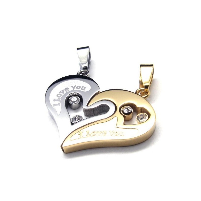 Ik Hou Van Jou Hart Koppel Titanium Hangers - Gratis Chian Ik Hou Van Jou Hart Koppel Titanium Hangers - Gratis Chian