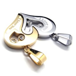 Ik Hou Van Jou Hart Koppel Titanium Hangers - Gratis Chian