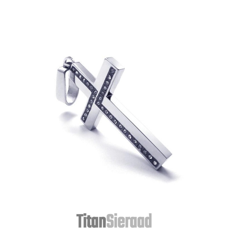 Mode Heren Kruis Titanium Hanger - Gratis Chian Mode Heren Kruis Titanium Hanger - Gratis Chian