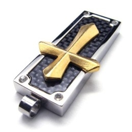 Mode Heren Titanium Kruis Hanger - Gratis Chian