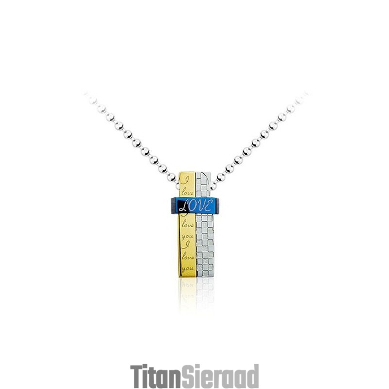 Delicate Heren Blauw En Wit Afneembare Titanium Hanger - Gratis Ketting Delicate Heren Blauw En Wit Afneembare Titanium Hanger - Gratis Ketting
