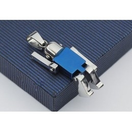 Schattige Blauwe Robotachtige Titanium Hanger Voor Heren - Gratis Ketting