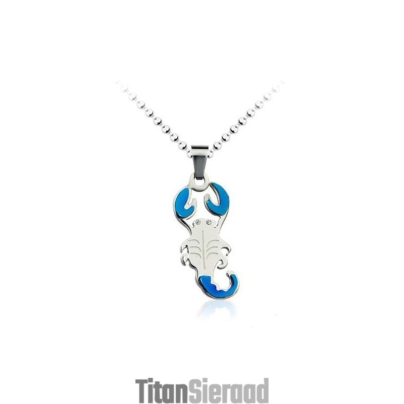 Blauwe Herenschorpioenachtige Mode-Titanium Hanger - Gratis Ketting Blauwe Herenschorpioenachtige Mode-Titanium Hanger - Gratis Ketting