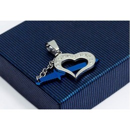 Stijlvolle Herenblauwe Titanium Liefdeshanger - Gratis Ketting