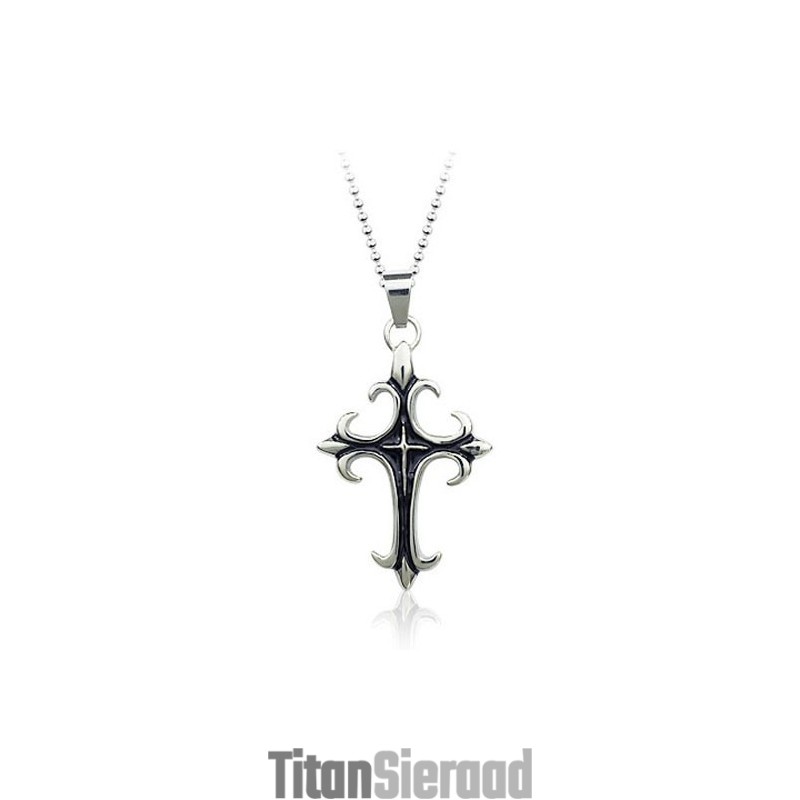 Stijlvolle Heren Zwarte Titanium Kruishanger - Gratis Ketting