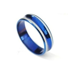 Eenvoudige Herenblauwe Ringvormige Titanium Hanger - Gratis Ketting