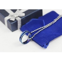 Eenvoudige Herenblauwe Ringvormige Titanium Hanger - Gratis Ketting