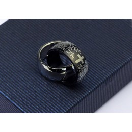 Mooie Heren Zwarte Ringvormige Titanium Hanger - Gratis Ketting