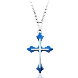 Populaire Herenblauwe Titanium Hanger - Gratis Ketting