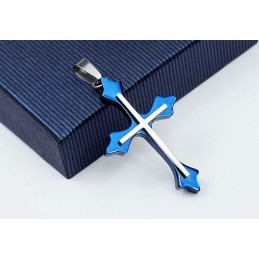 Populaire Herenblauwe Titanium Hanger - Gratis Ketting