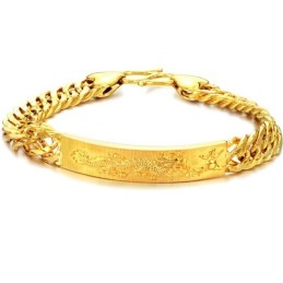 Compleet In Specificaties: 18K Vergulde Armband Met Mannelijk Drakenpatroon