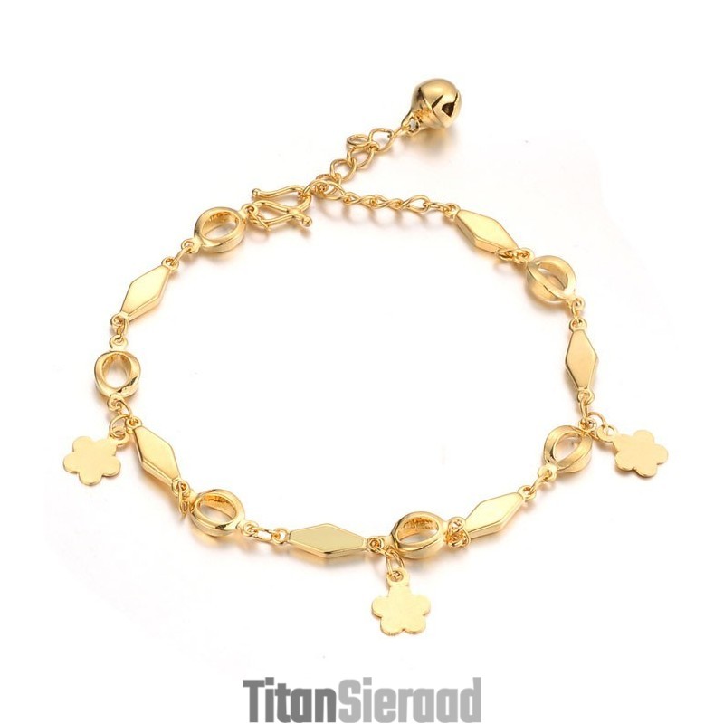 Brede Variëteiten Dames 18K Vergulde Armband Met Bel Brede Variëteiten Dames 18K Vergulde Armband Met Bel