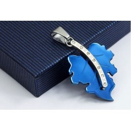 Esdoorn Heren Bladvormige Prachtige Titanium Hanger - Gratis Ketting