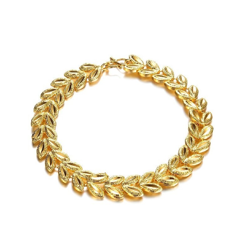Hoogwaardige Armband In Bladvorm, Verguld Met 18 Karaat Goud