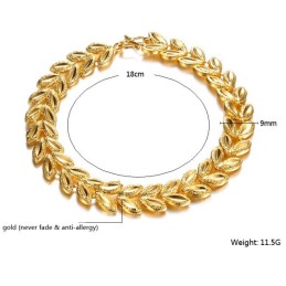 Hoogwaardige Armband In Bladvorm, Verguld Met 18 Karaat Goud