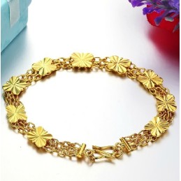 Kwaliteit En Kwantiteit Gegarandeerde Vrouwelijke Bloemvormige Armband Van 18 Karaat Verguld Goud
