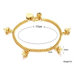 Betrouwbare Reputatie Vrouwelijke Geliefde 18K Vergulde Armband Met Bellen