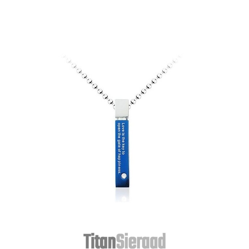 Super Mens Prachtige Blauwe Titanium Hanger - Gratis Ketting