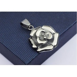 Prachtige Titanium Hanger In De Vorm Van Een Roos Voor Heren - Gratis Ketting