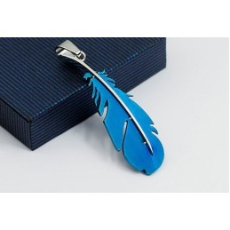 Populaire Blauwe Veervormige Titanium Hanger Voor Heren - Gratis Ketting