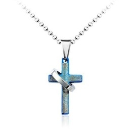 Populaire Heren Blue Cross Titanium Hanger - Gratis Ketting