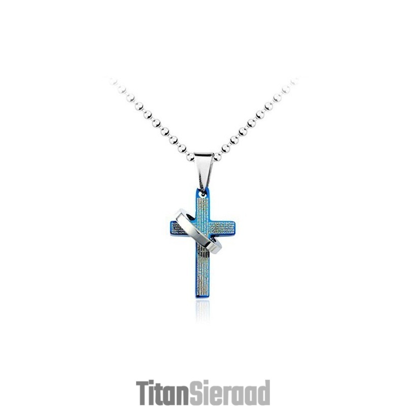 Populaire Heren Blue Cross Titanium Hanger - Gratis Ketting