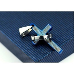 Populaire Heren Blue Cross Titanium Hanger - Gratis Ketting