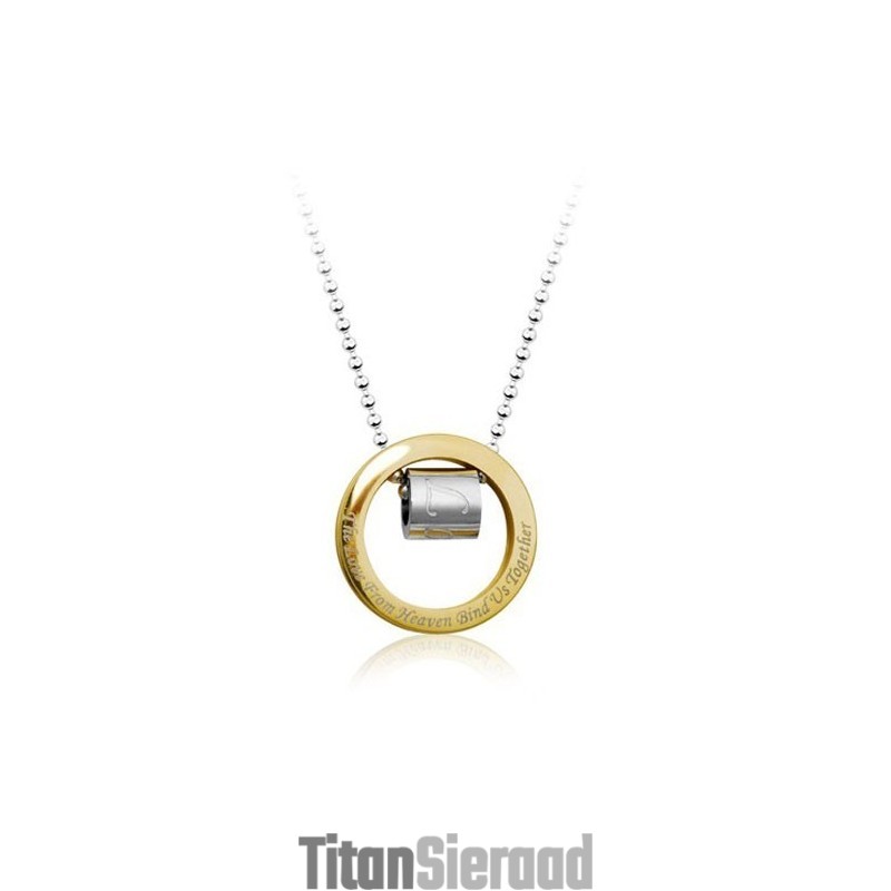 Edele Heren Gouden Ring Titanium Hanger - Gratis Ketting Edele Heren Gouden Ring Titanium Hanger - Gratis Ketting