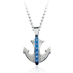 Populaire Blauwe Ankervormige Titanium Hanger - Gratis Ketting