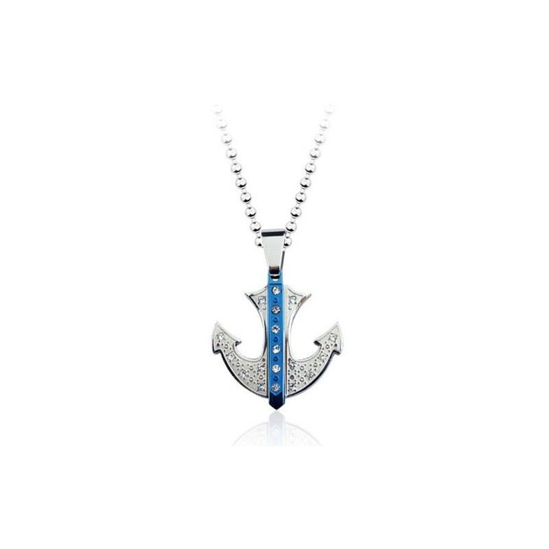 Populaire Blauwe Ankervormige Titanium Hanger - Gratis Ketting