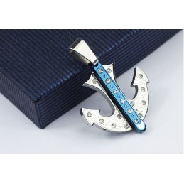 Populaire Blauwe Ankervormige Titanium Hanger - Gratis Ketting