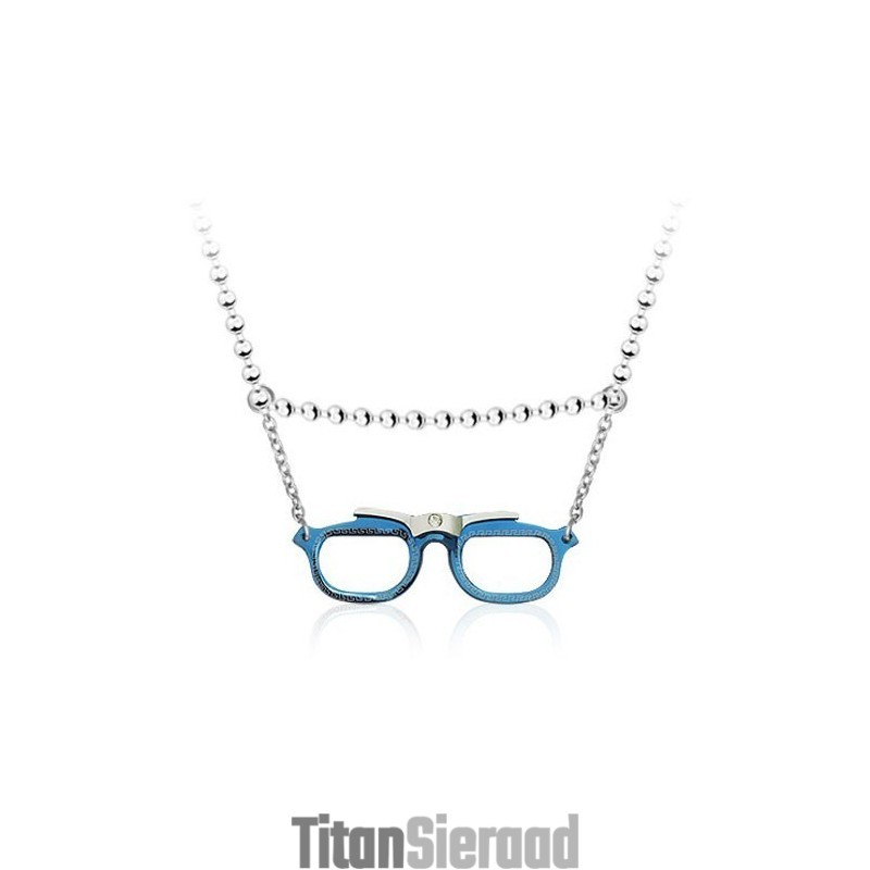Populaire Titanium Hanger In De Vorm Van Een Bril Voor Heren - Gratis Ketting