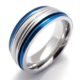Mode Blauwe Titanium Ring