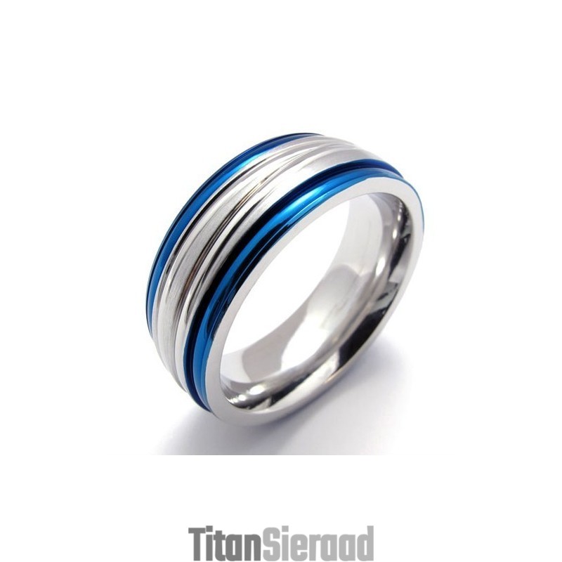 Mode Blauwe Titanium Ring