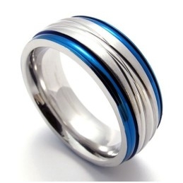 Mode Blauwe Titanium Ring