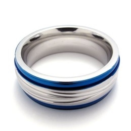 Mode Blauwe Titanium Ring