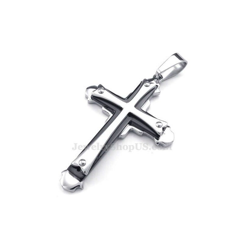 Drielaagse Titanium Kruishanger Ketting (Gratis Ketting)