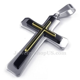 Drielaagse Titanium Kruishanger Ketting (Gratis Ketting)