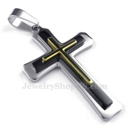 Drielaagse Titanium Kruishanger Ketting (Gratis Ketting)