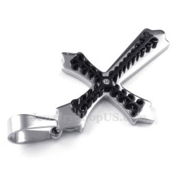 Zwarte Titanium Kruishanger Ketting (Gratis Ketting)