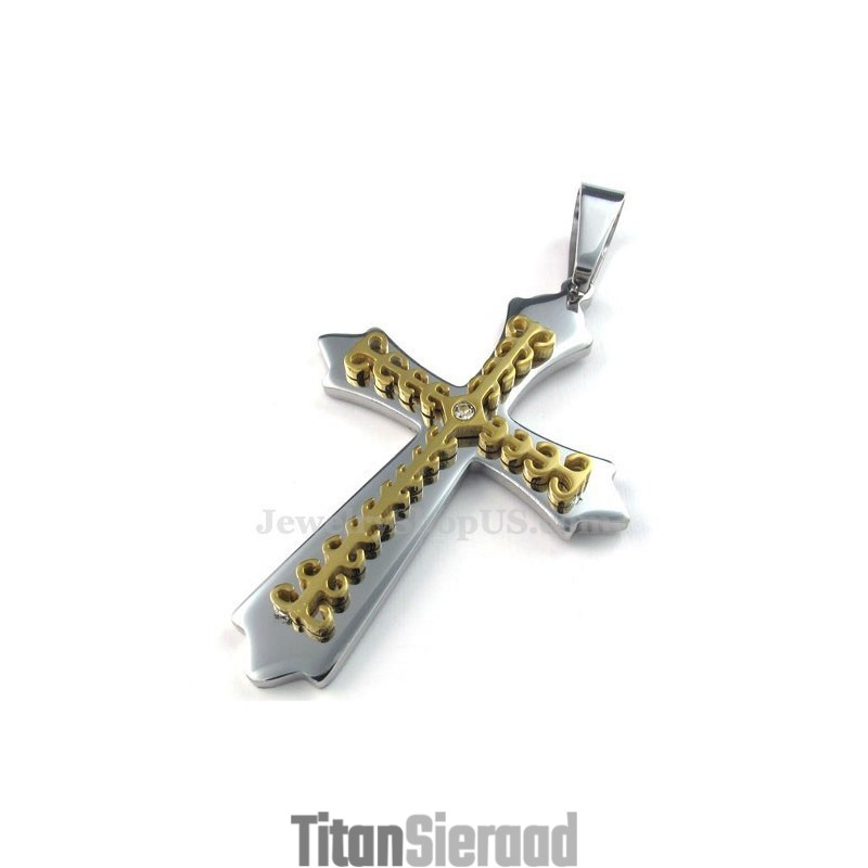 Gouden Titanium Kruishanger Ketting (Gratis Ketting)